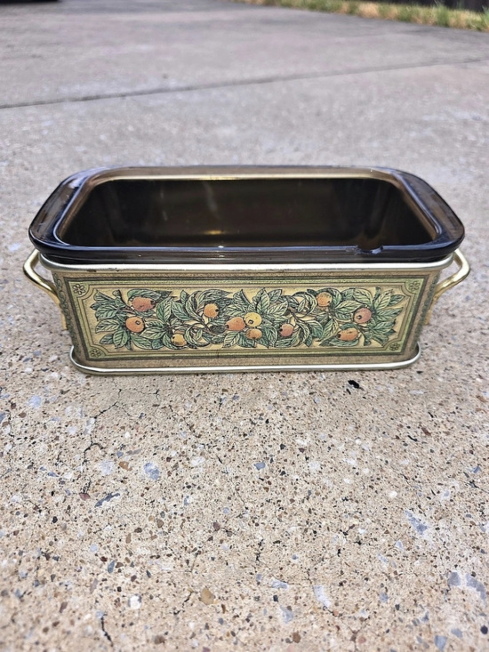 Pyrex 213 Loaf Pan with Teleflora Metal Holder Floral Glass Bakeware Dish